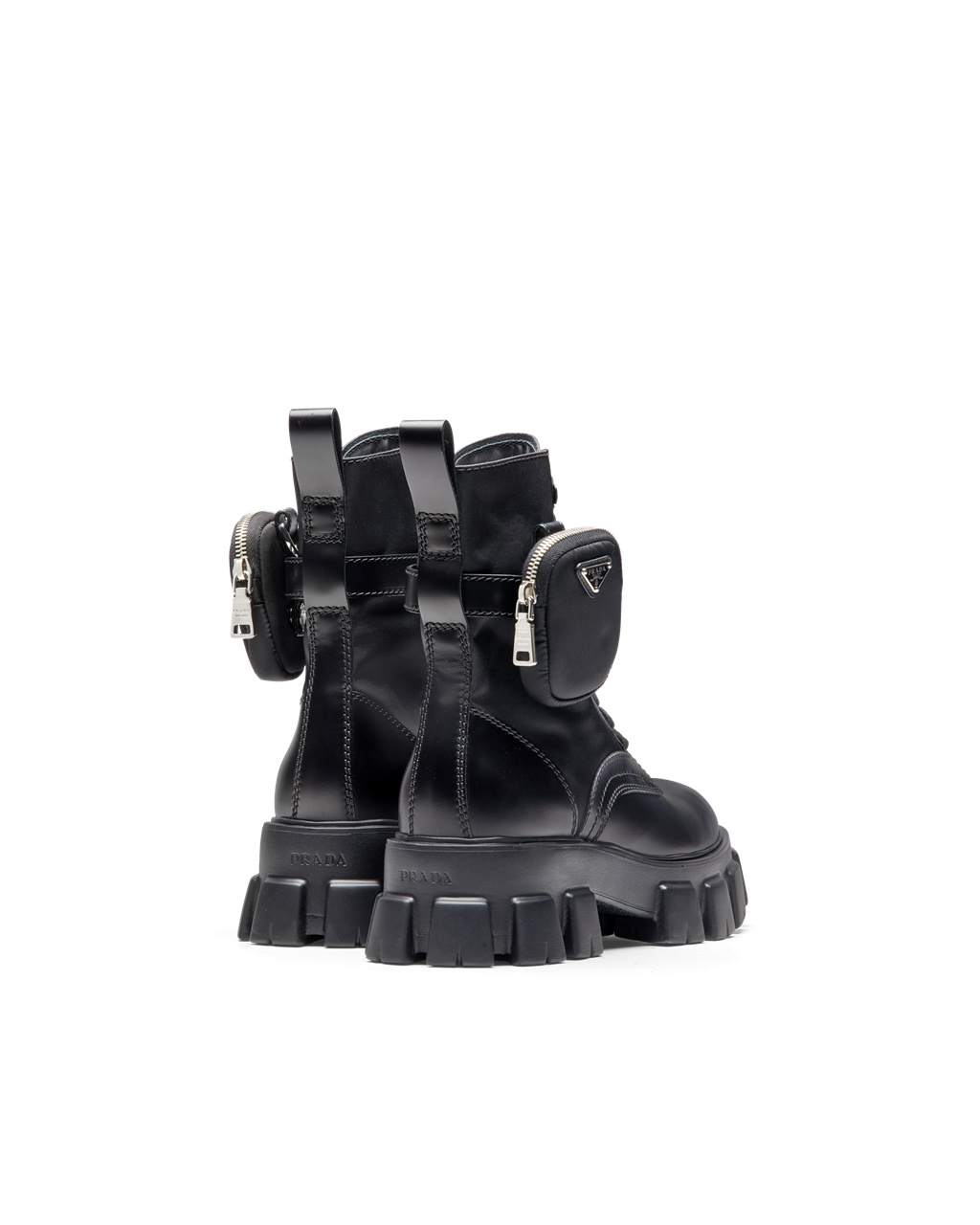 Prada Monolith Brushed Bőr And Nylon Boots Fekete | BVSPYW043