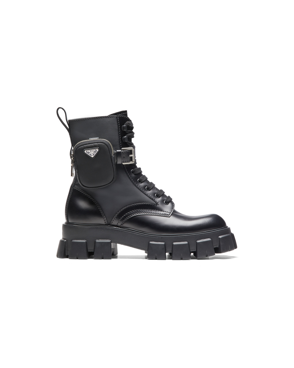 Prada Monolith Brushed Bőr And Nylon Boots Fekete | BVSPYW043