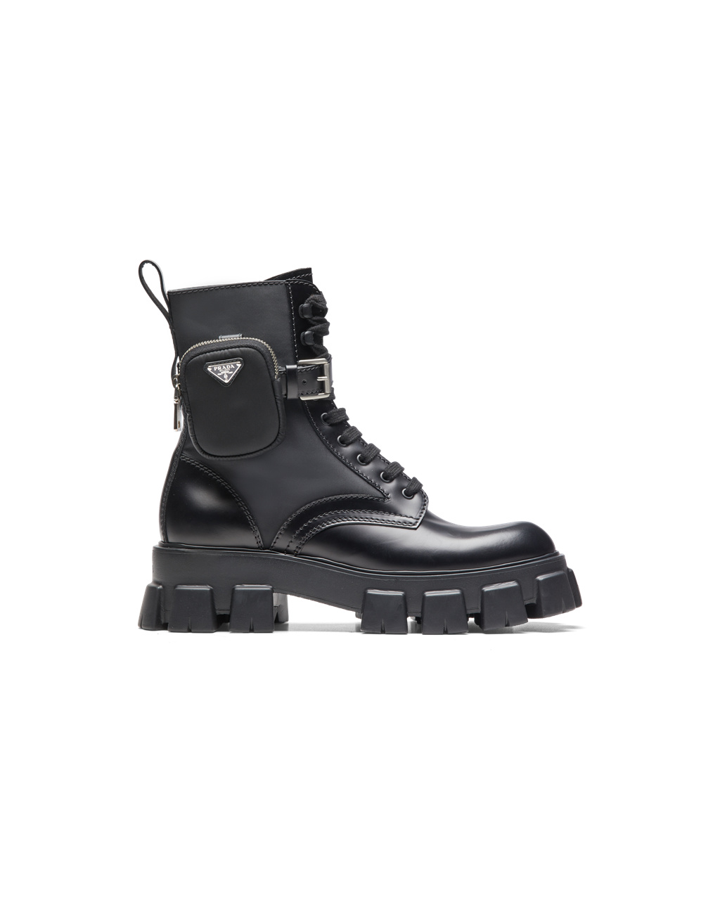 Prada Monolith Brushed Bőr And Nylon Boots Fekete | RQJBFI164