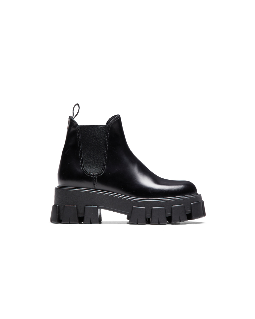 Prada Monolith Brushed Bőr Chelsea Boots Fekete | QFNVMC348