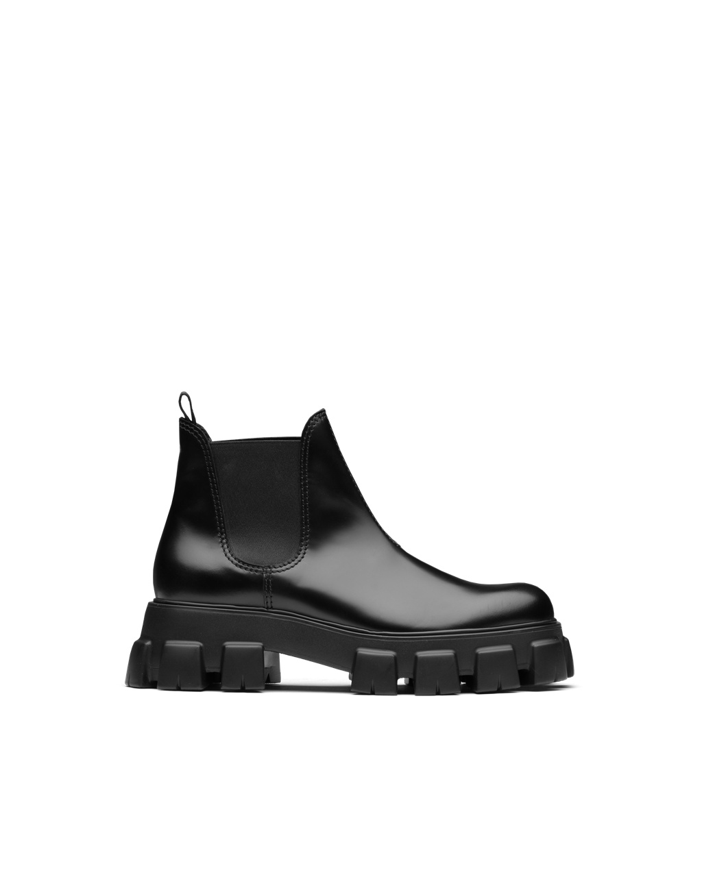 Prada Monolith Brushed Bőr Chelsea Boots Fekete | VNJISZ238