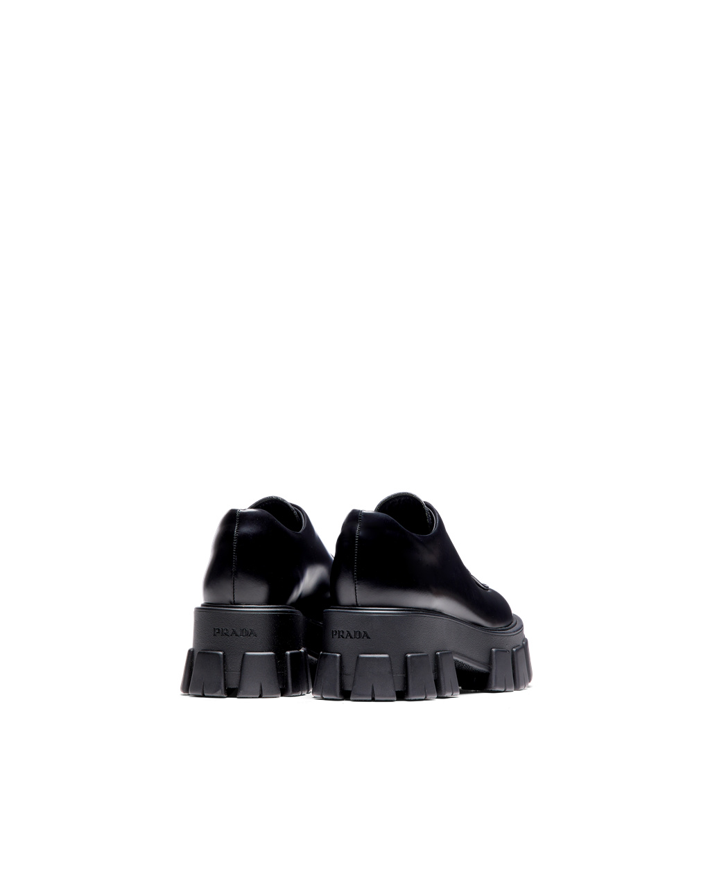 Prada Monolith Brushed Bőr Csipke-up Shoes Fekete | KIYJPF103