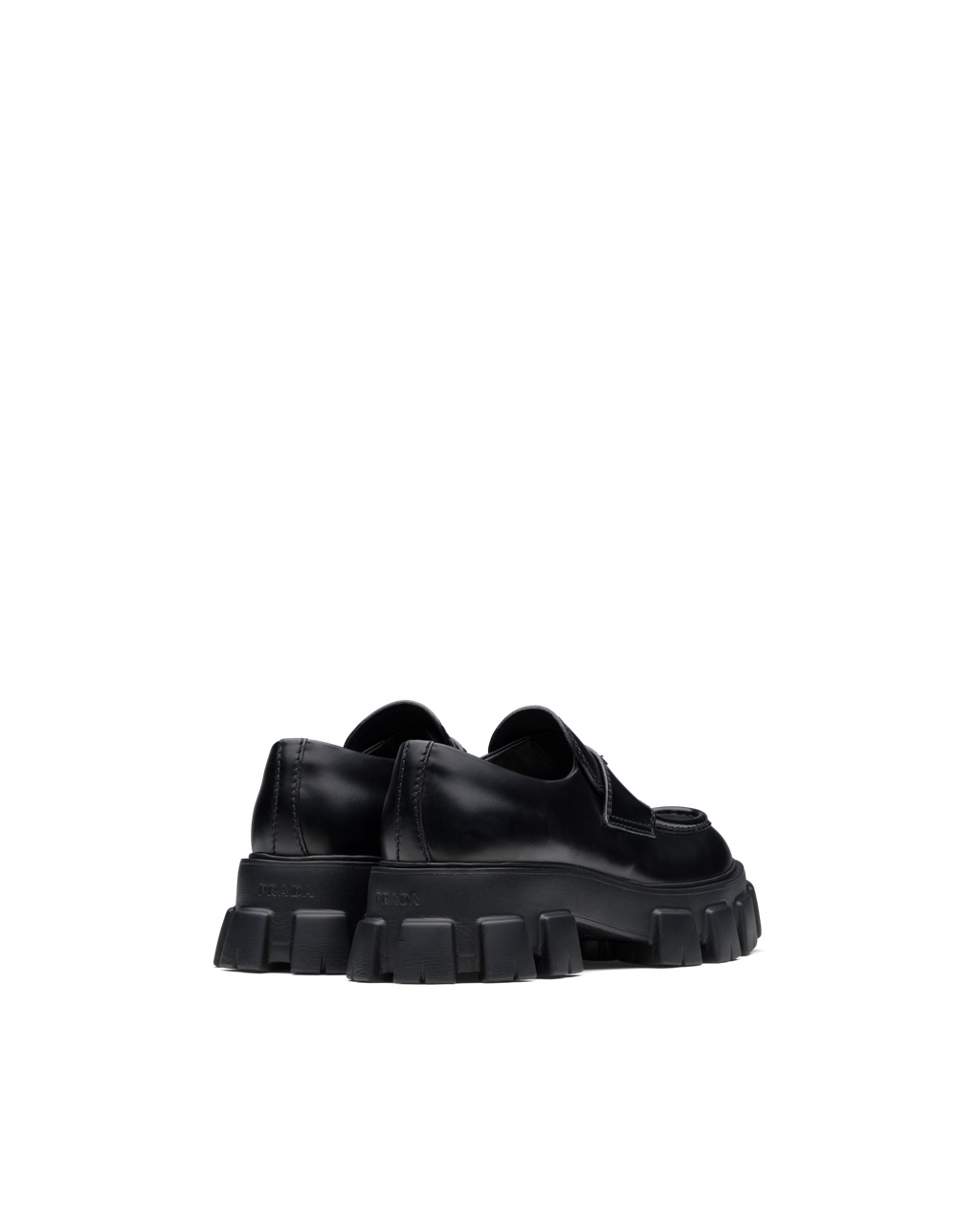 Prada Monolith Brushed Bőr Loafers Fekete | LGNIEO512