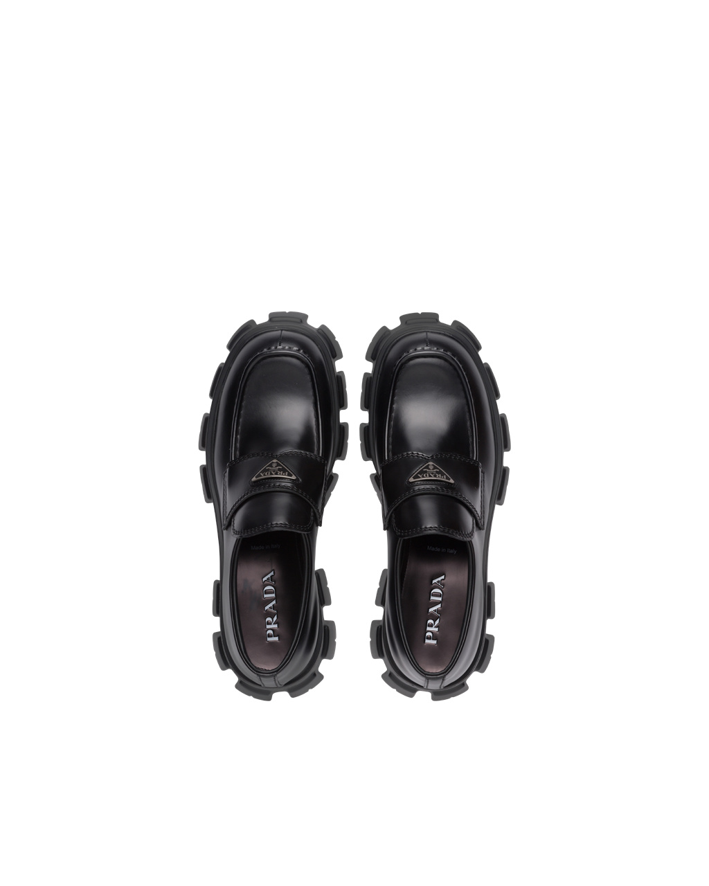 Prada Monolith Brushed Bőr Loafers Fekete | LGNIEO512