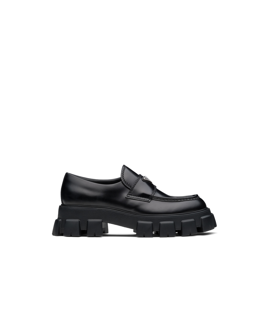 Prada Monolith Brushed Bőr Loafers Fekete | LGNIEO512