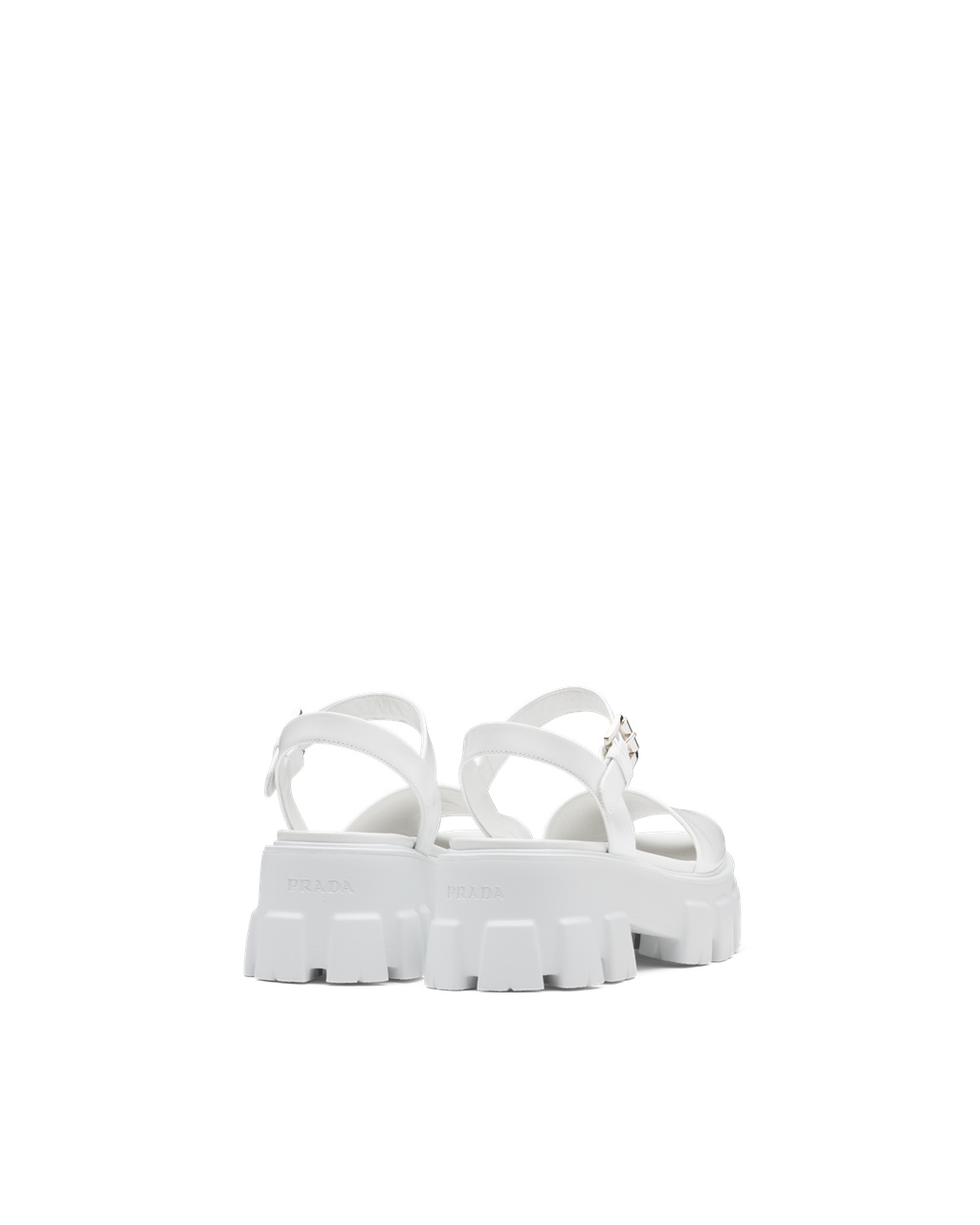 Prada Monolith Brushed Bőr Sandals Fehér | ETMNYJ792