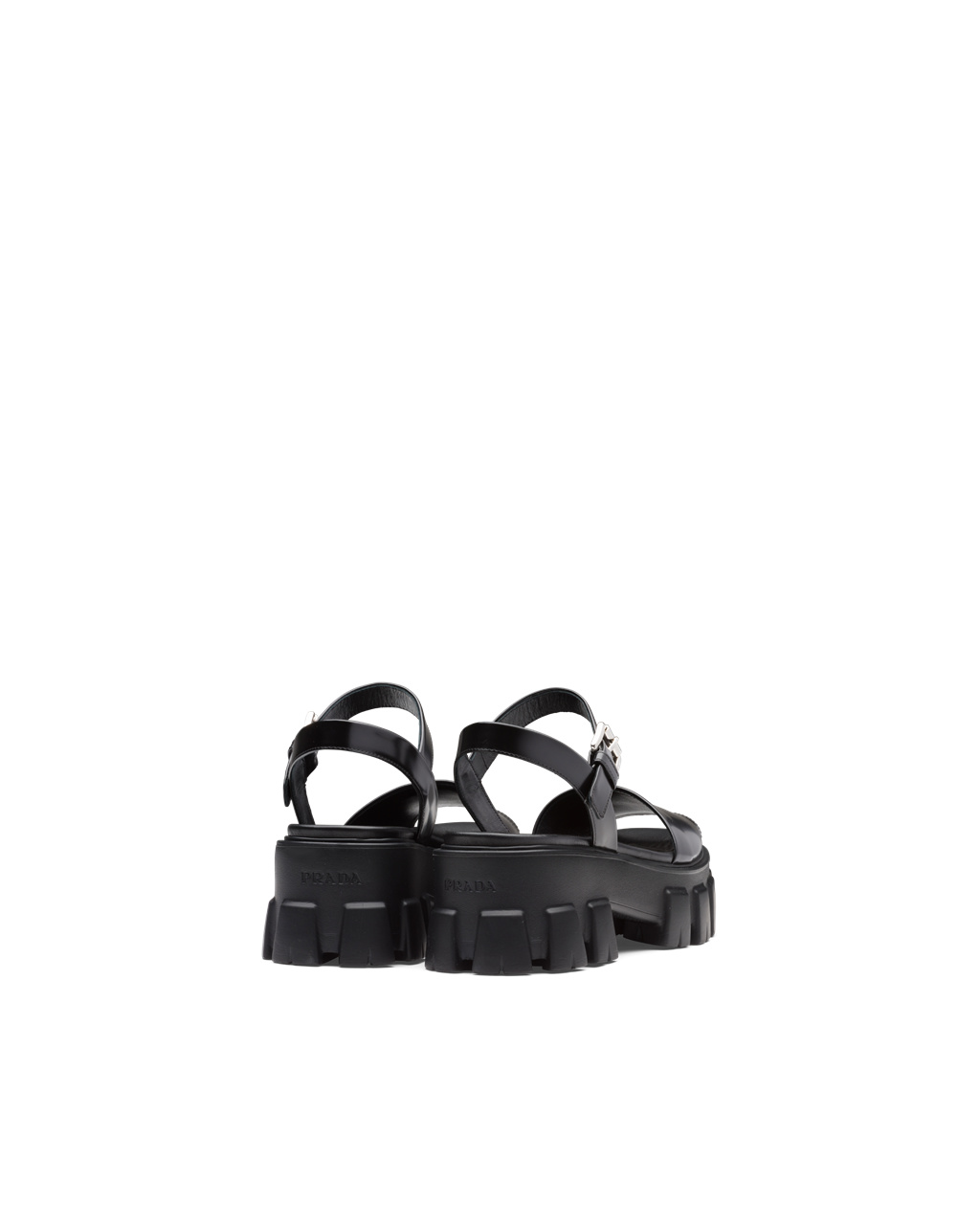 Prada Monolith Brushed Bőr Sandals Fekete | BCUAXG367