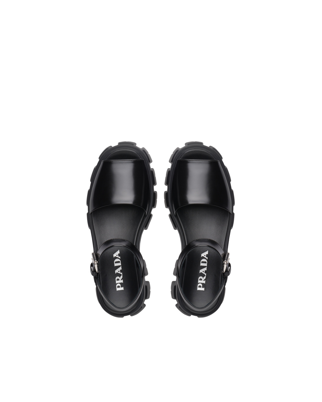 Prada Monolith Brushed Bőr Sandals Fekete | BCUAXG367