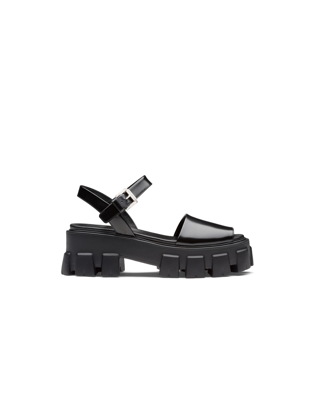 Prada Monolith Brushed Bőr Sandals Fekete | BCUAXG367