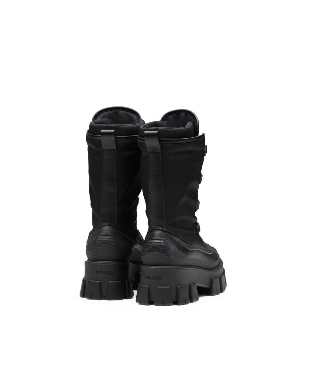 Prada Monolith Bőr And Nylon Boots Fekete | OUVZMW893