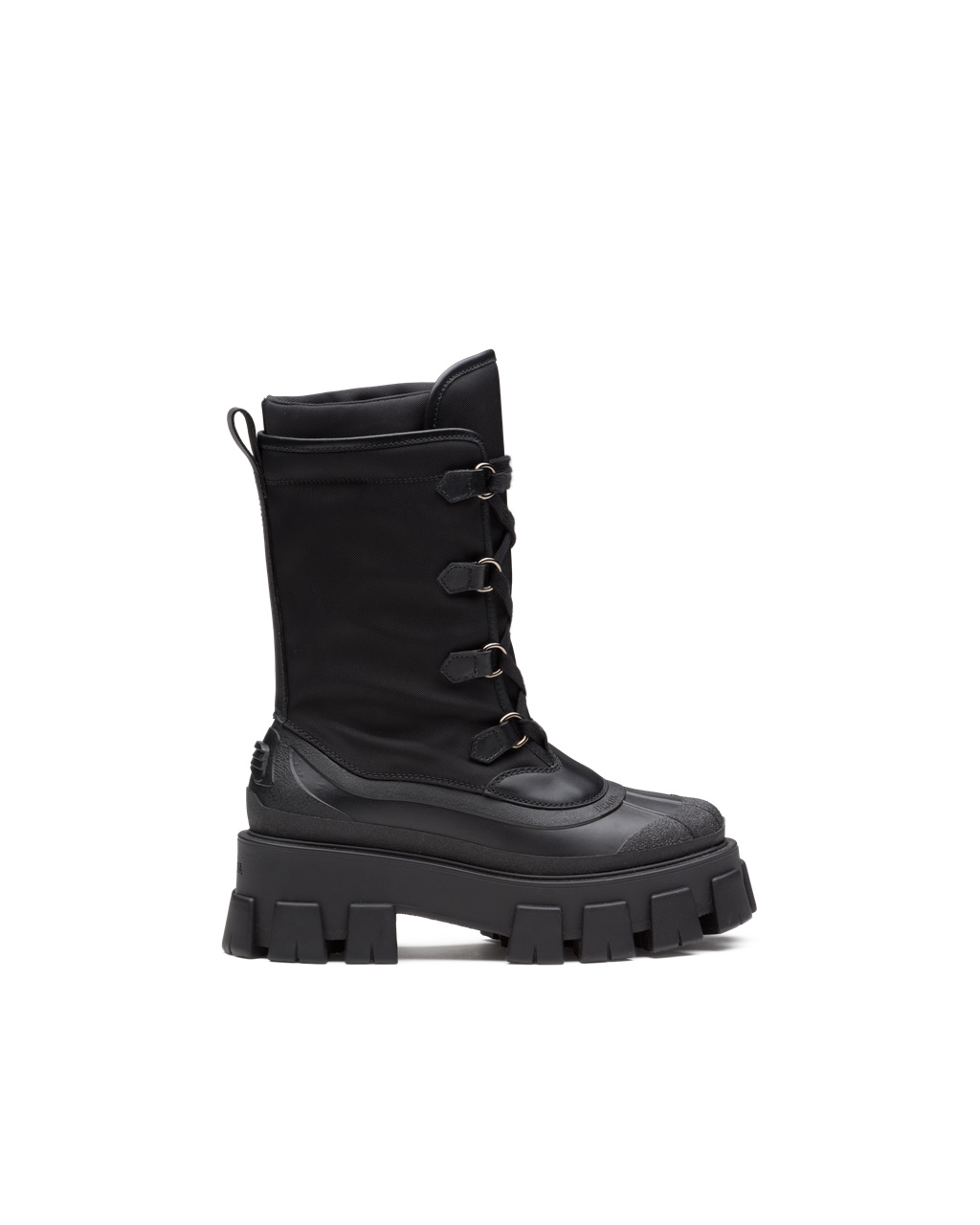 Prada Monolith Bőr And Nylon Boots Fekete | OUVZMW893