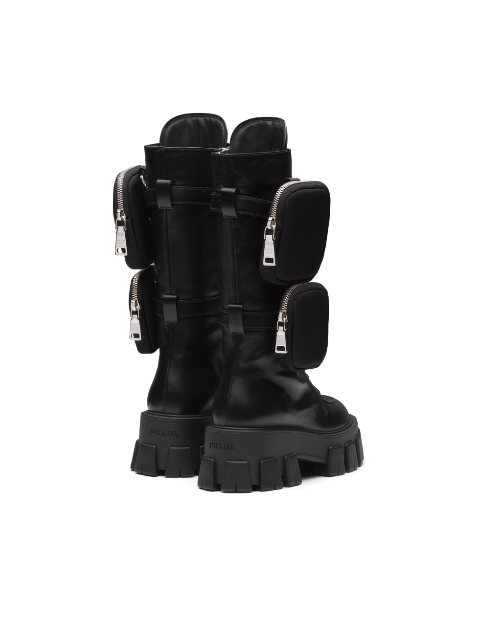 Prada Monolith Bőr Boots Fekete | KGZOMW680