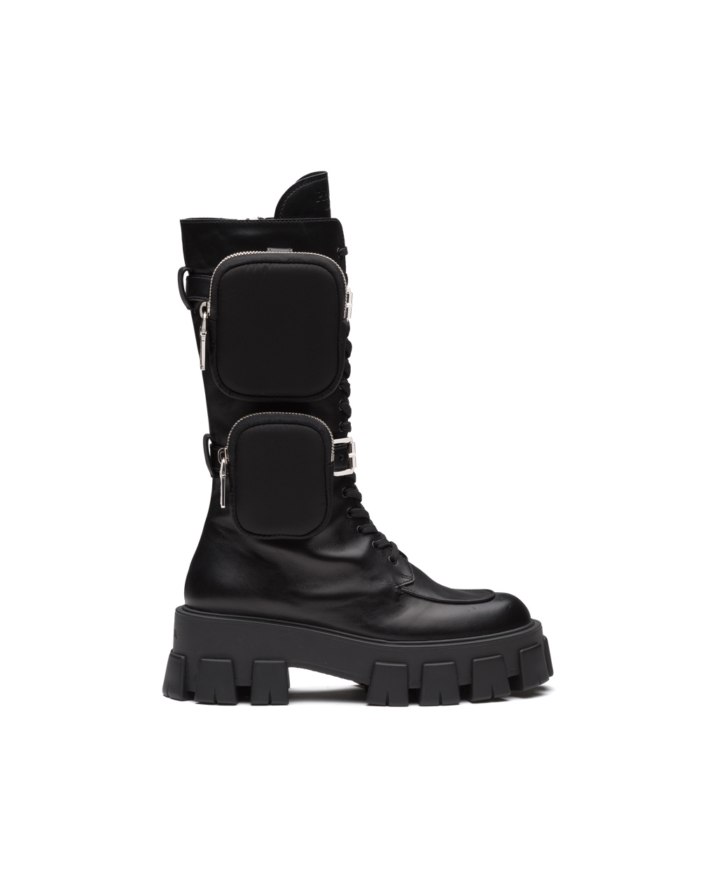 Prada Monolith Bőr Boots Fekete | KGZOMW680