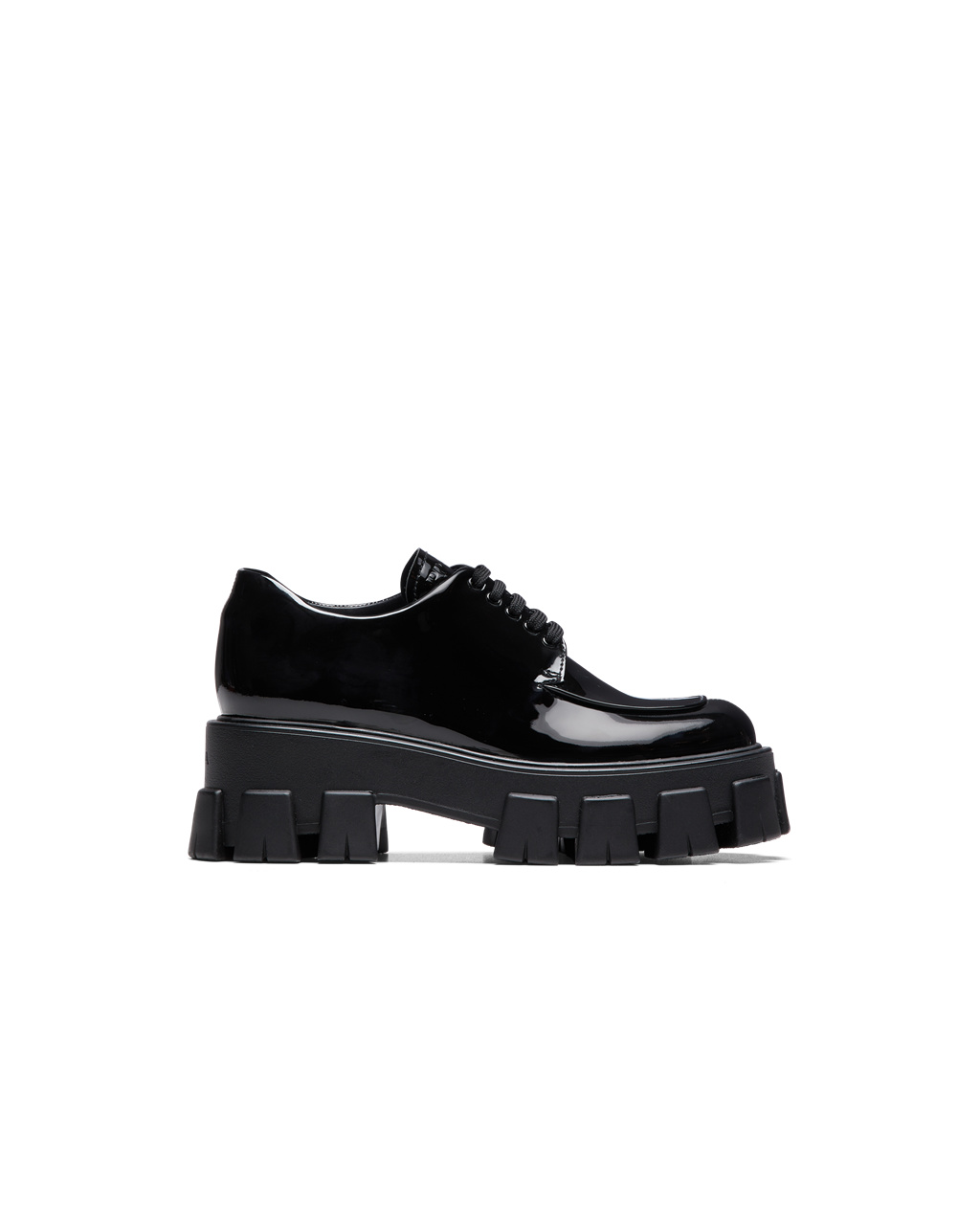 Prada Monolith Lakkbőr Bőr Csipke-up Shoes Fekete | GFNCAL091