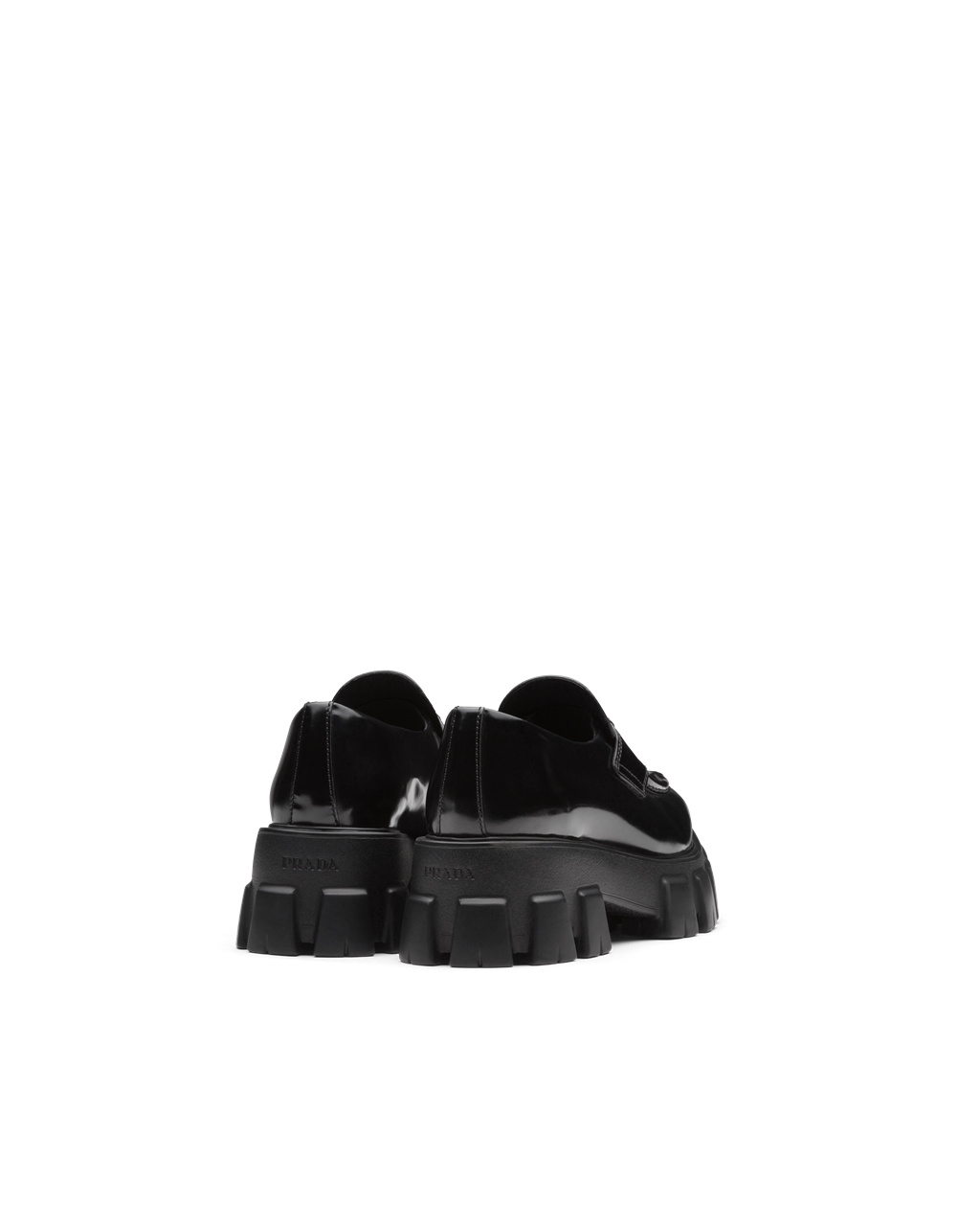 Prada Monolith Pointy Brushed Bőr Loafers Fekete | EQZRNW064