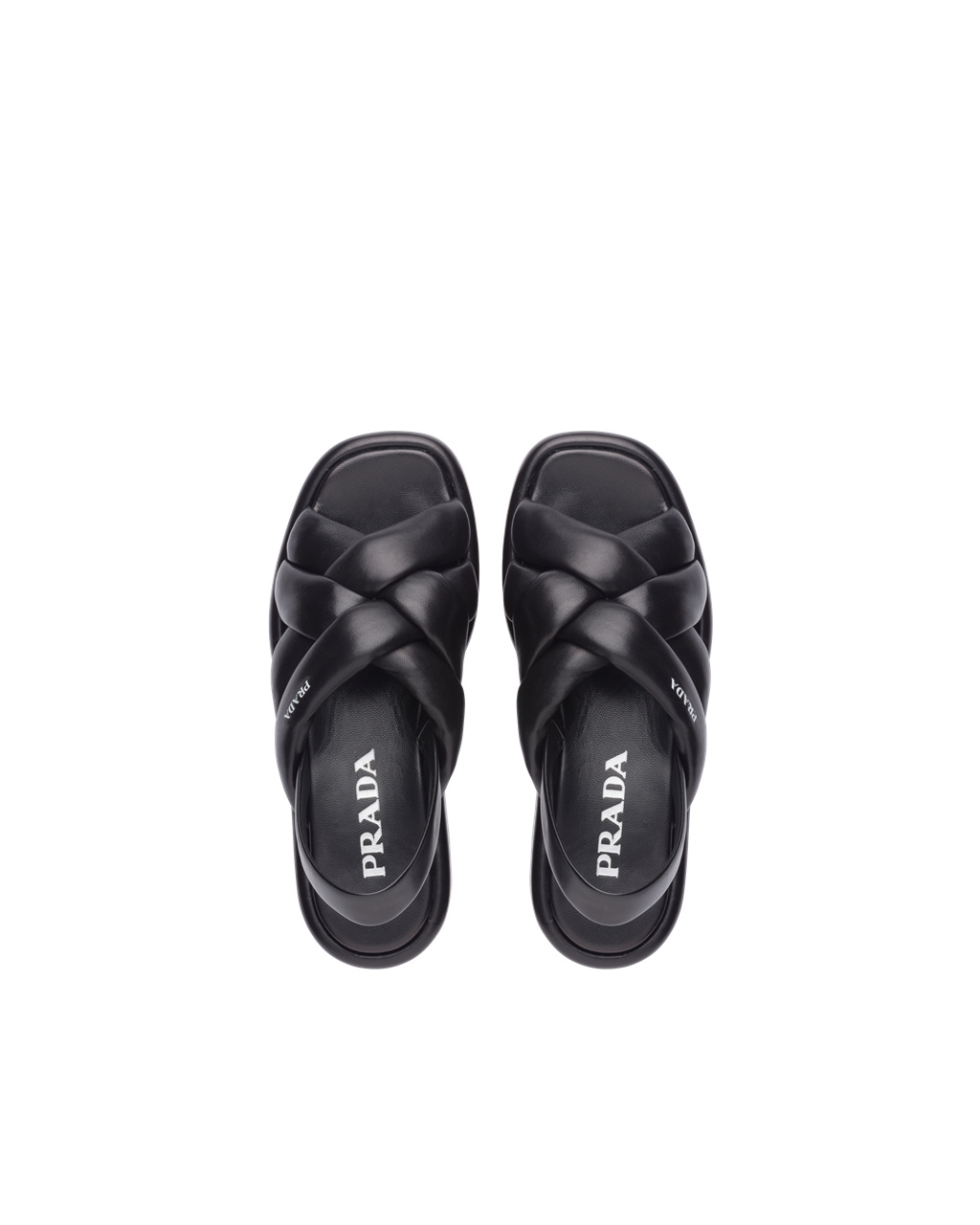 Prada Nappa Bőr Flatform Sandals Fekete | YOLQCW289