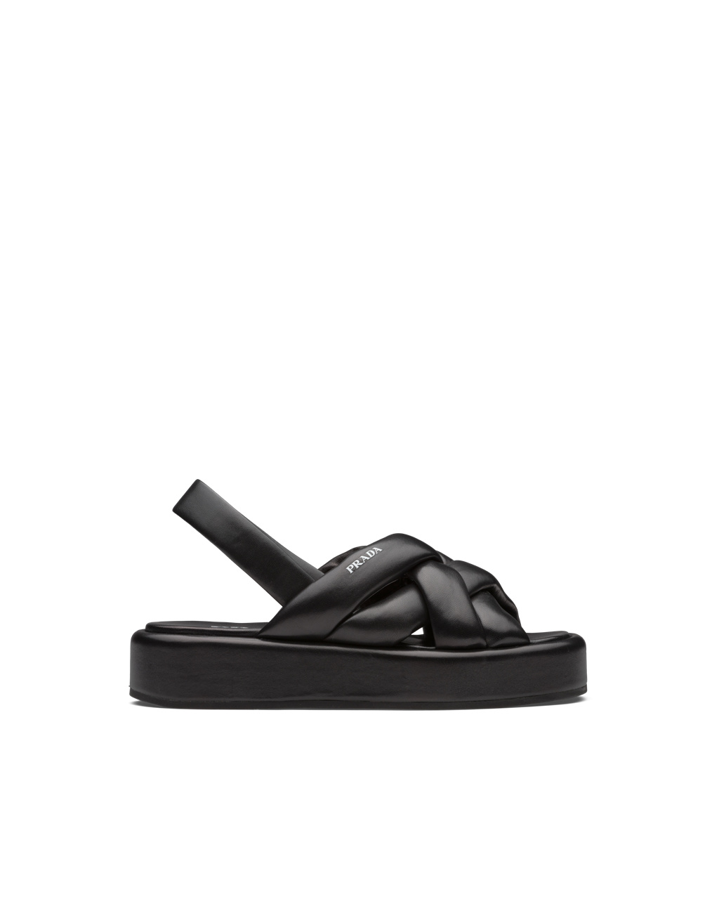 Prada Nappa Bőr Flatform Sandals Fekete | YOLQCW289