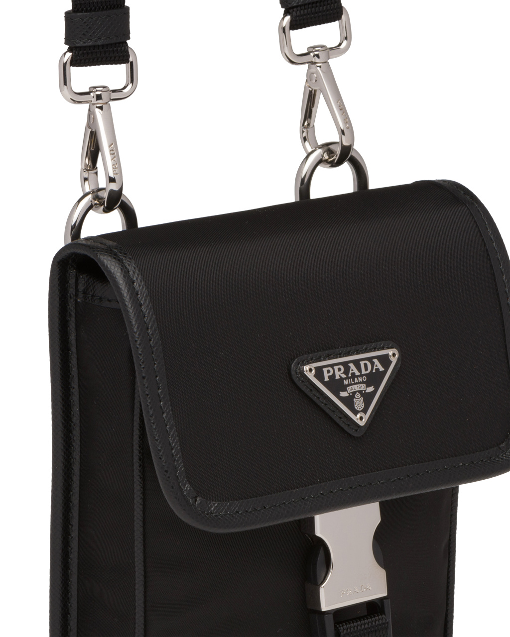 Prada Nylon And Saffiano Bőr Smartphone Case Fekete | YTLZDW637