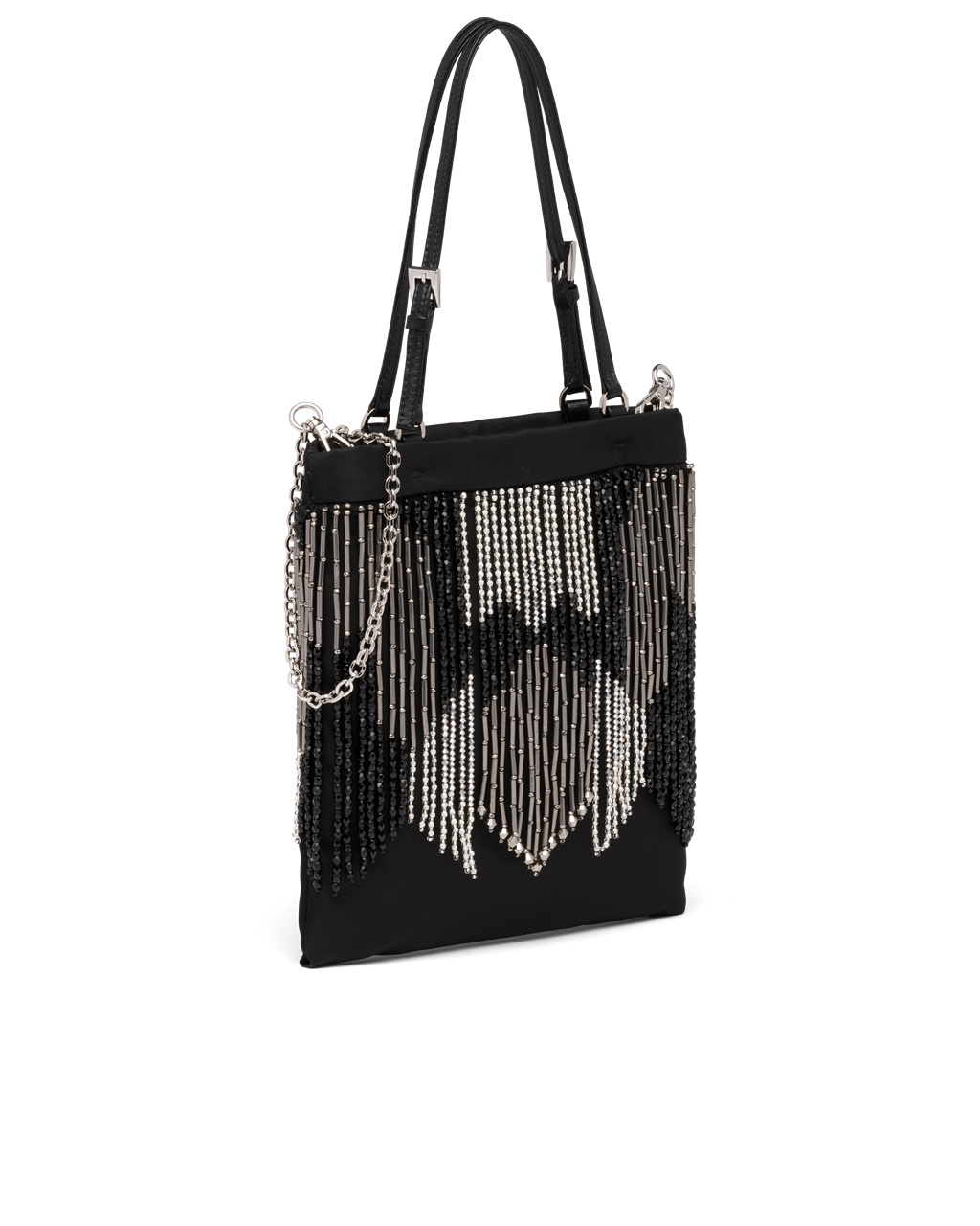 Prada Nylon Handbag With Fringe Fekete | VYBNRQ758