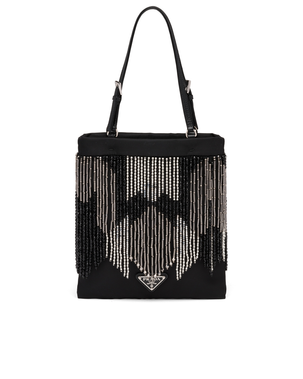 Prada Nylon Handbag With Fringe Fekete | VYBNRQ758