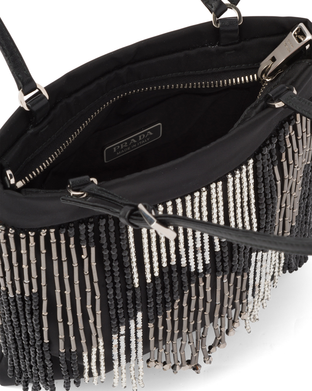 Prada Nylon Handbag With Fringe Fekete | VYBNRQ758