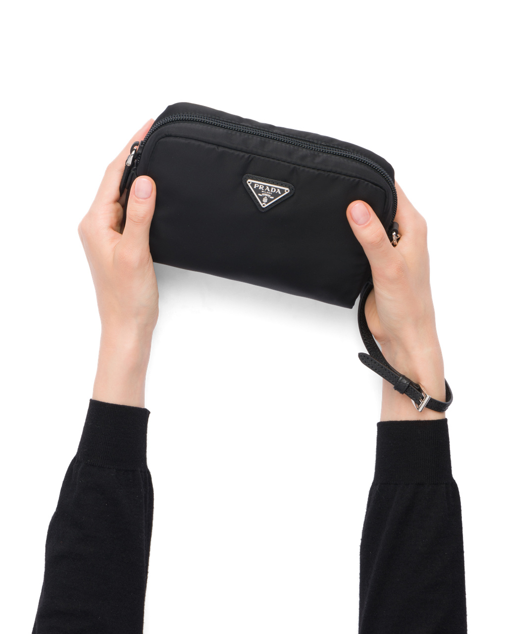 Prada Nylon Pouch Fekete Piros | XGKRTZ028