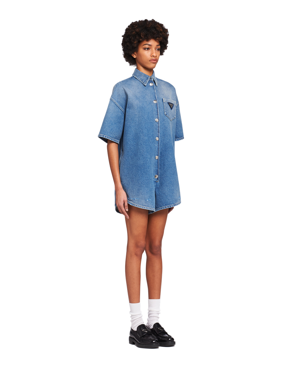 Prada Organic Denim Playsuit Sötétkék | STCNQL819