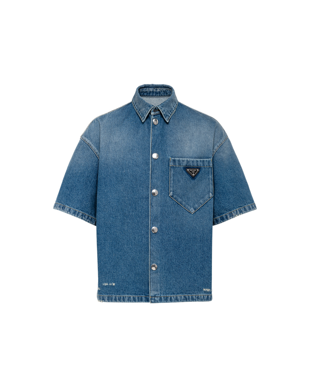 Prada Organic Denim Shirt Sötétkék | FAYLJK386