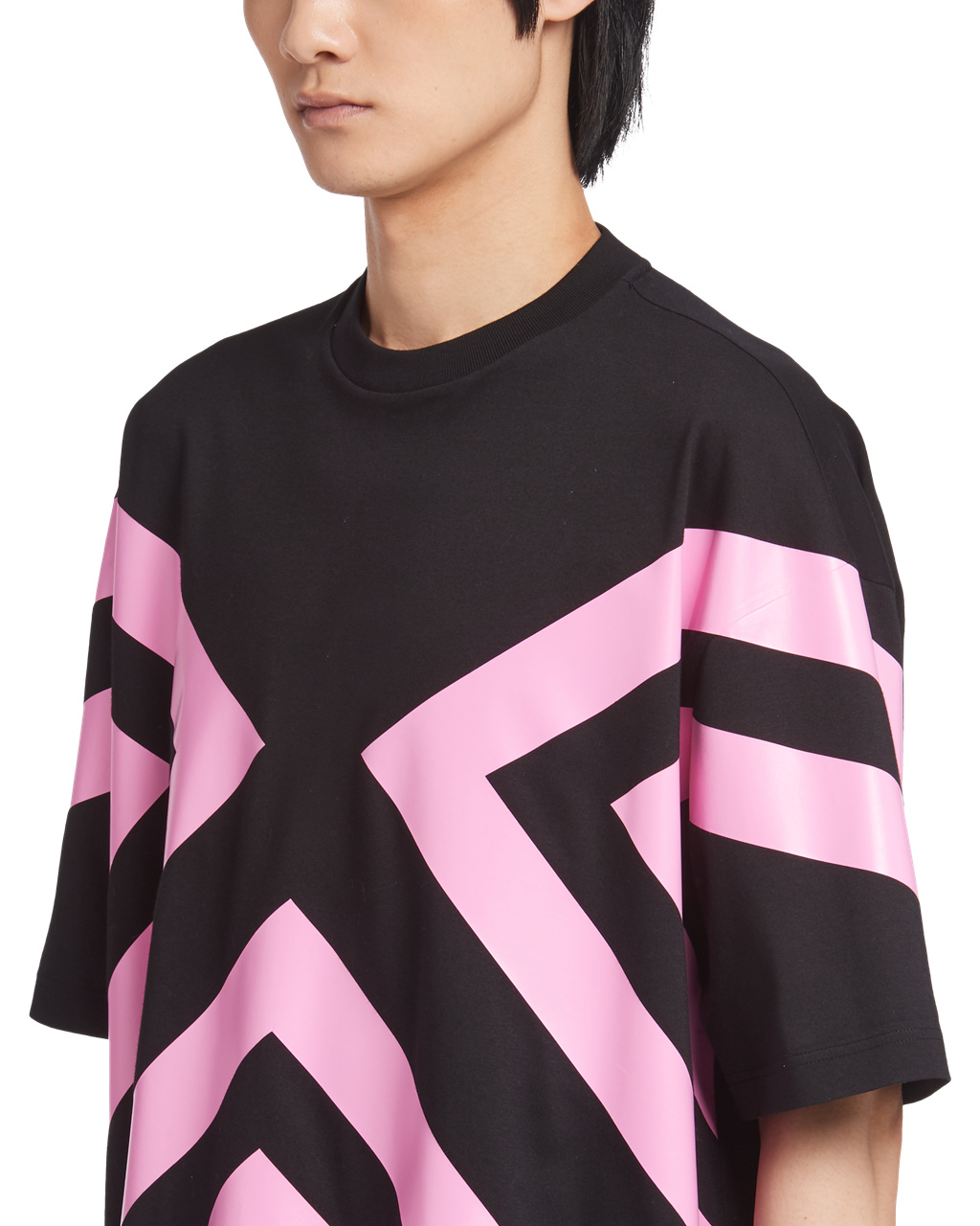 Prada Oversized Printed Pamut T-shirt Fekete | YQTLBK192