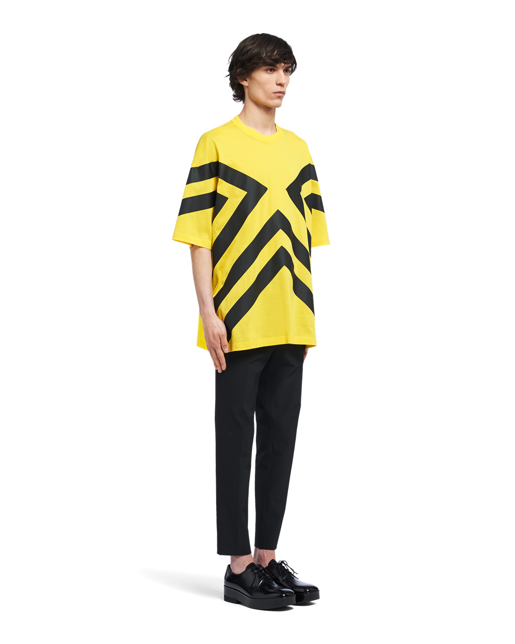 Prada Oversized Printed Pamut T-shirt Sárga | RPLSCH360