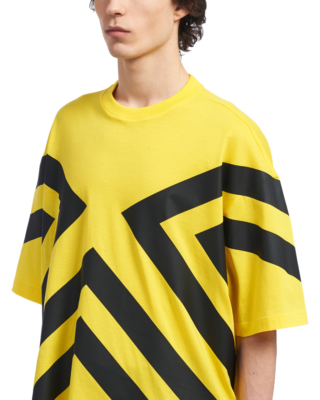 Prada Oversized Printed Pamut T-shirt Sárga | RPLSCH360