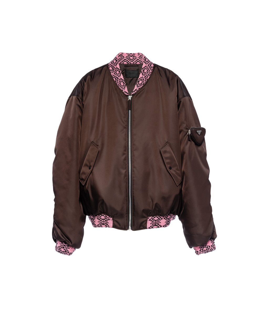 Prada Oversized Re-nylon And Knit Bomber Jacket Sötétbarna | QYFVUG280