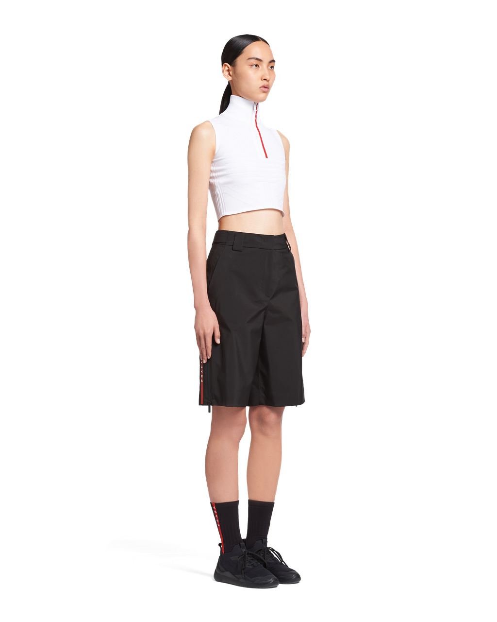 Prada Oversized Technical Fabric Bermudas Fekete | PDJOUS608