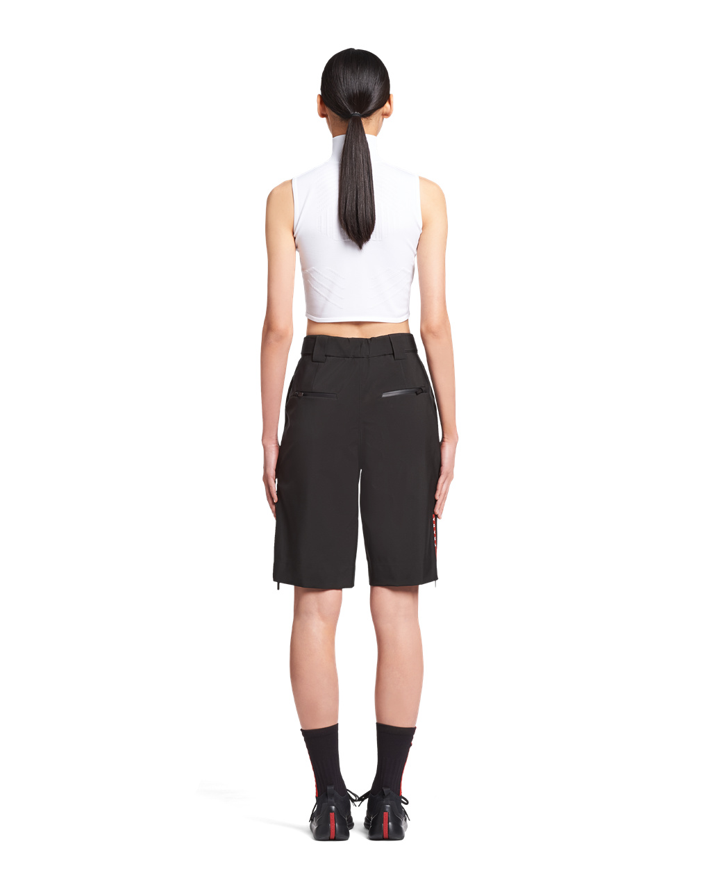 Prada Oversized Technical Fabric Bermudas Fekete | PDJOUS608