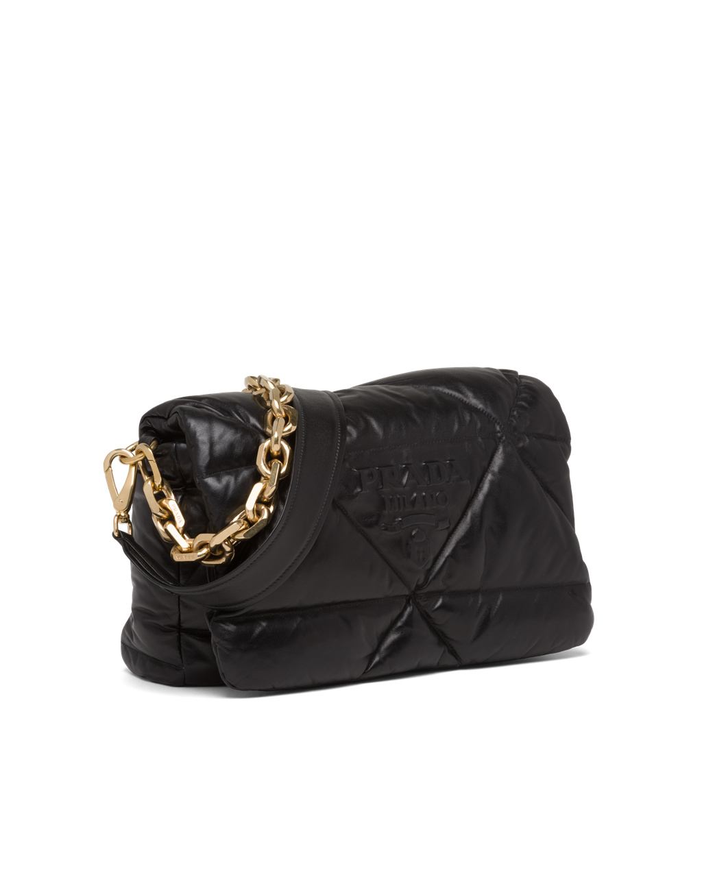 Prada Padded Nappa Bőr Shoulder Bag Fekete | HGENZC491