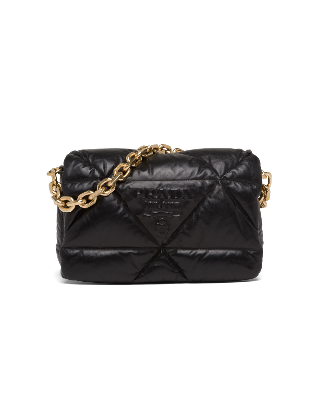 Prada Padded Nappa Bőr Shoulder Bag Fekete | HGENZC491