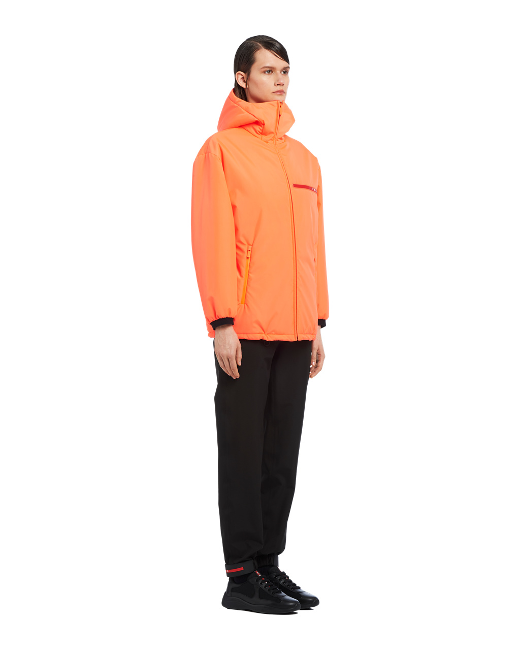 Prada Padded Technical Fabric Csuklyás Jacket Korall | SRHNMP205