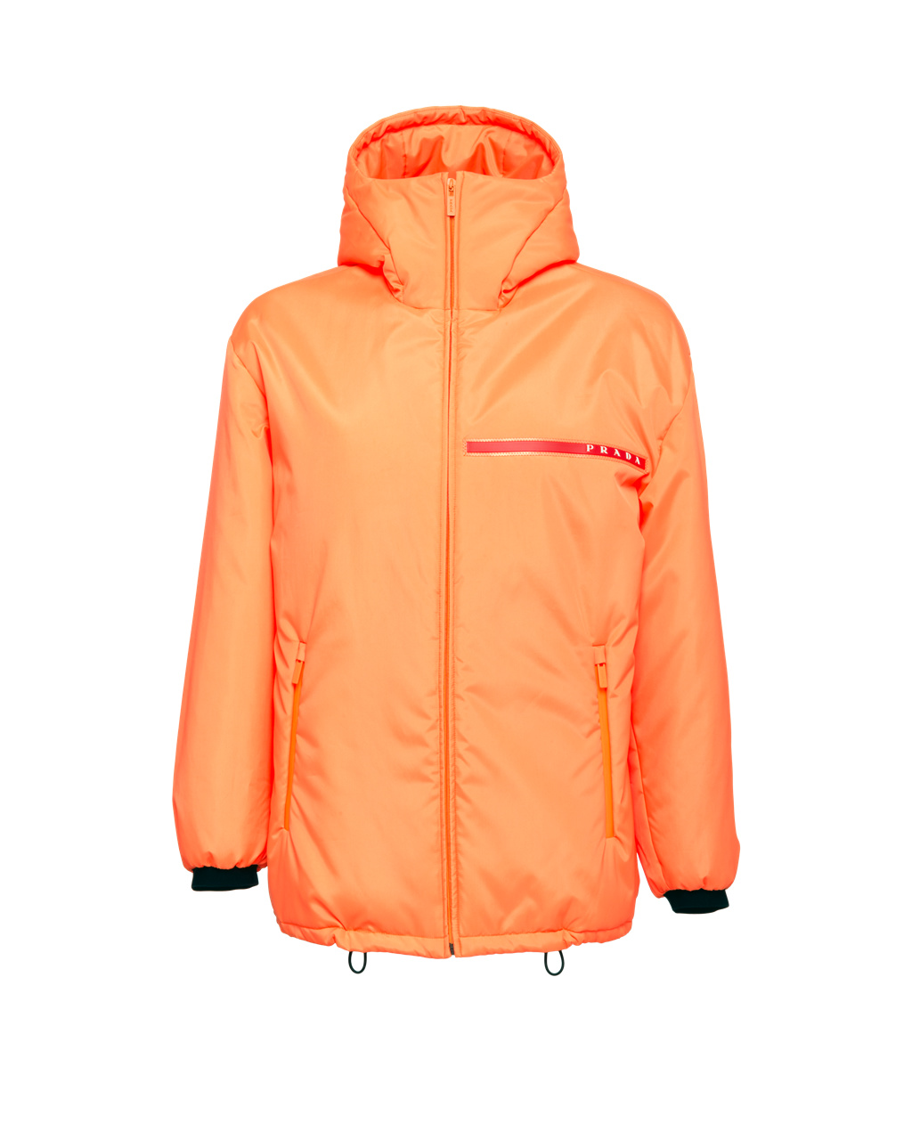 Prada Padded Technical Fabric Csuklyás Jacket Korall | SRHNMP205