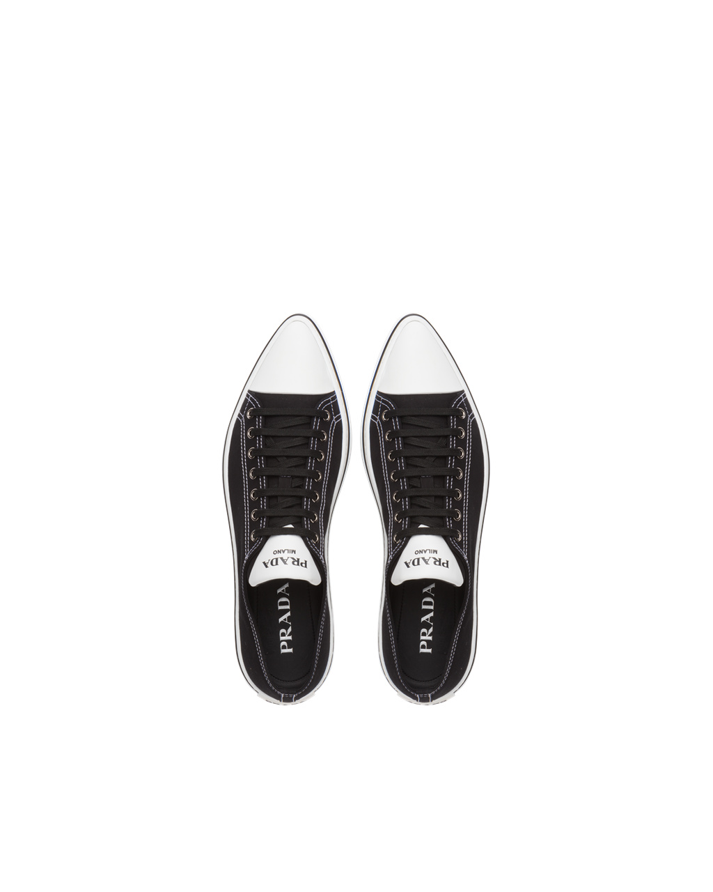 Prada Pamut Gabardine Pointy Sneakers Fekete | IRFGHJ253