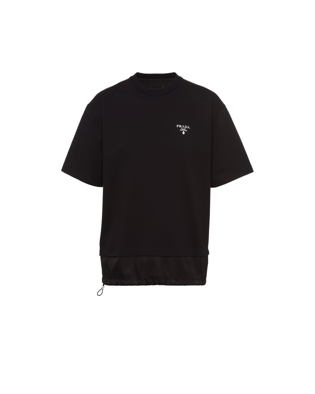 Prada Pamut T-shirt With Nylon Details Fekete Fekete | BESKVG526