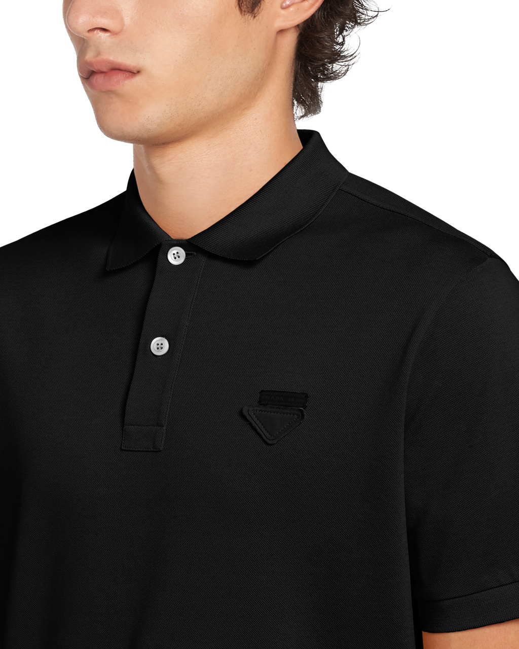 Prada Piqué Polo Shirt Fekete | LKTZRH431