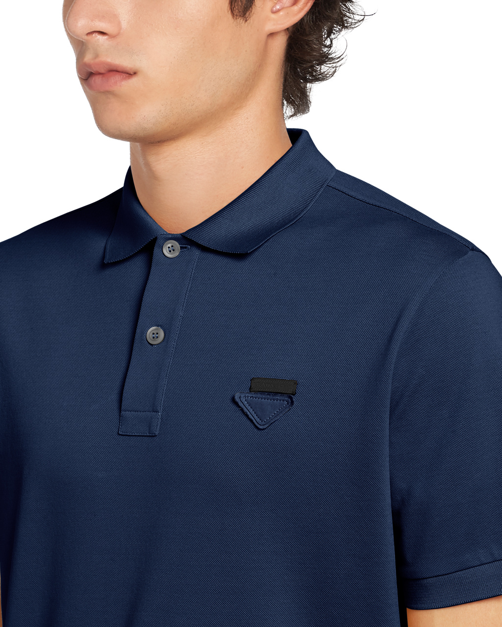 Prada Piqué Polo Shirt Sötétkék | XIULJR902