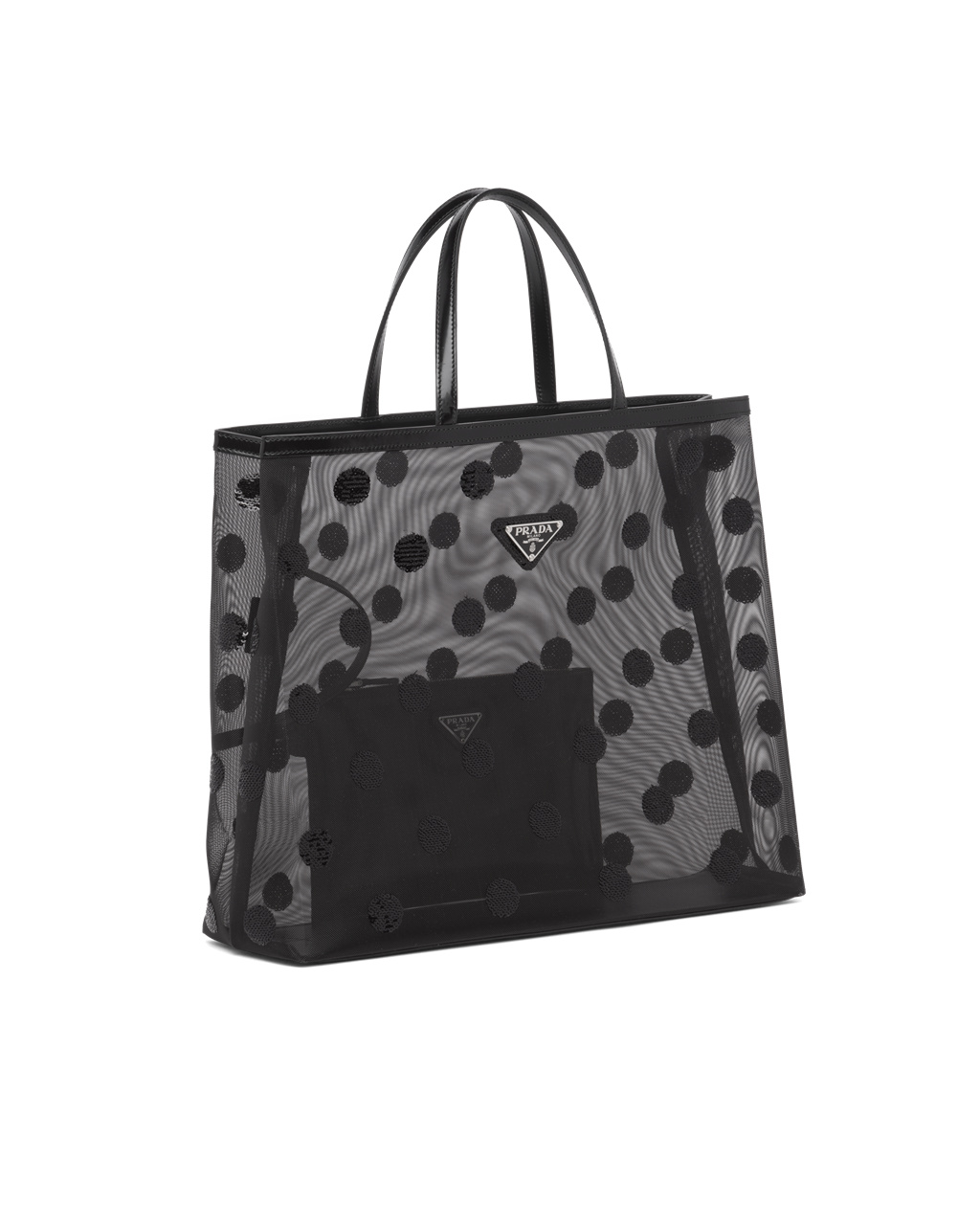 Prada Polka-dot Mesh Tote Bag Fekete | UZMPFW238