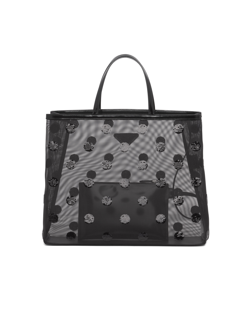 Prada Polka-dot Mesh Tote Bag Fekete | UZMPFW238