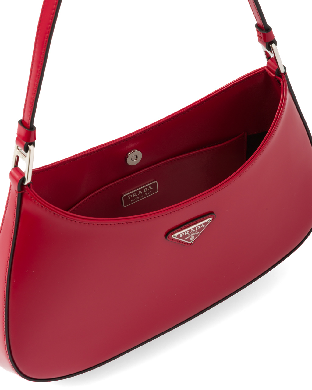 Prada Prada Cleo Brushed Bőr Shoulder Bag Scarlet | GDZBWS301