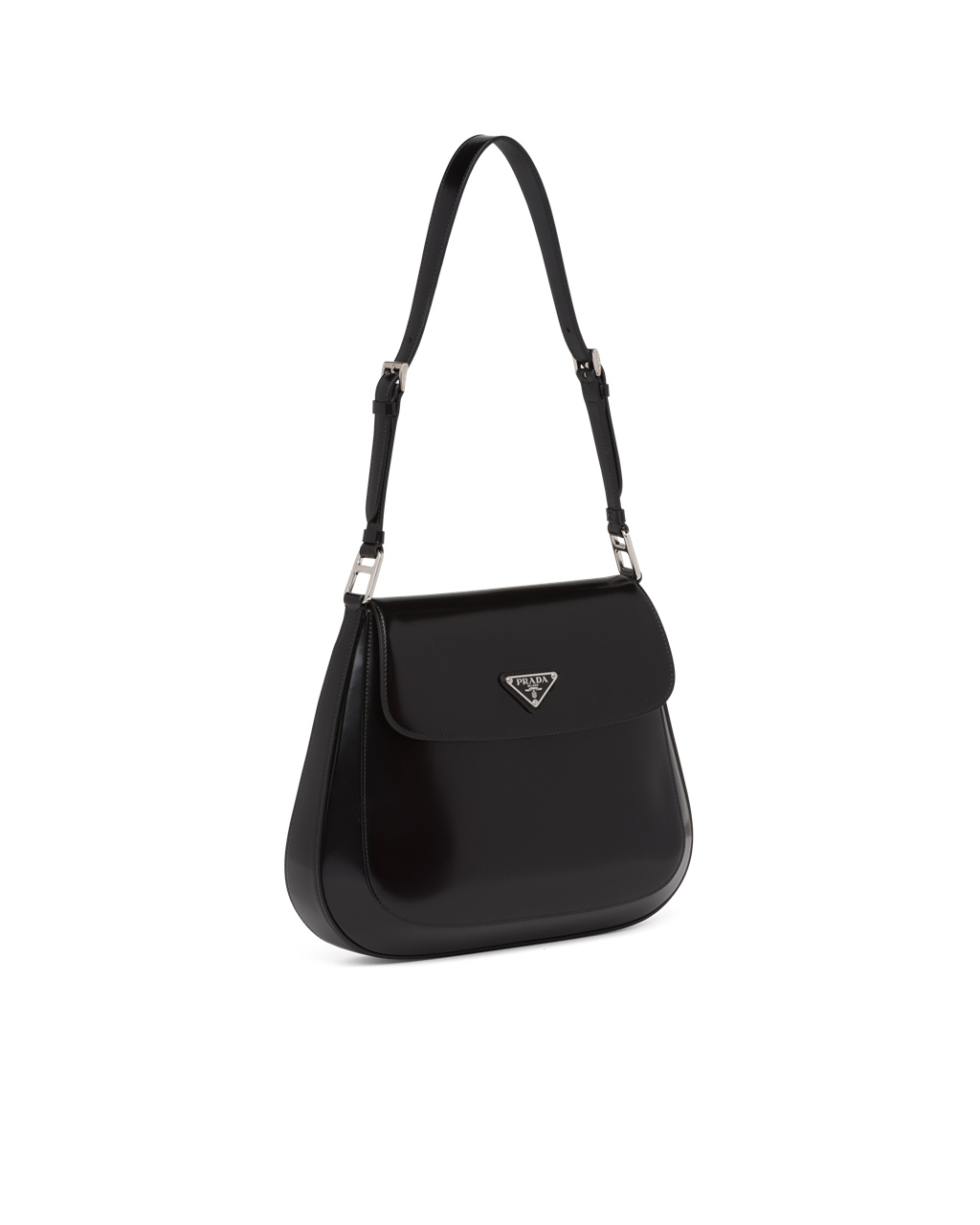 Prada Prada Cleo Brushed Bőr Shoulder Bag With Flap Fekete | KROPFJ518