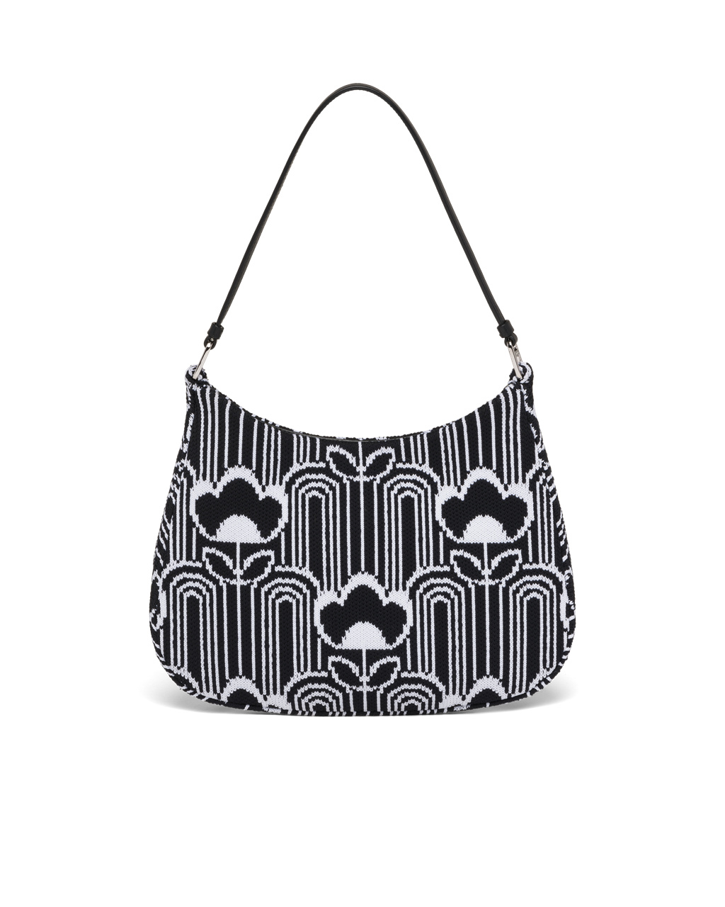 Prada Prada Cleo Jacquard Knit And Bőr Bag Fekete Fehér | CPZYBQ524