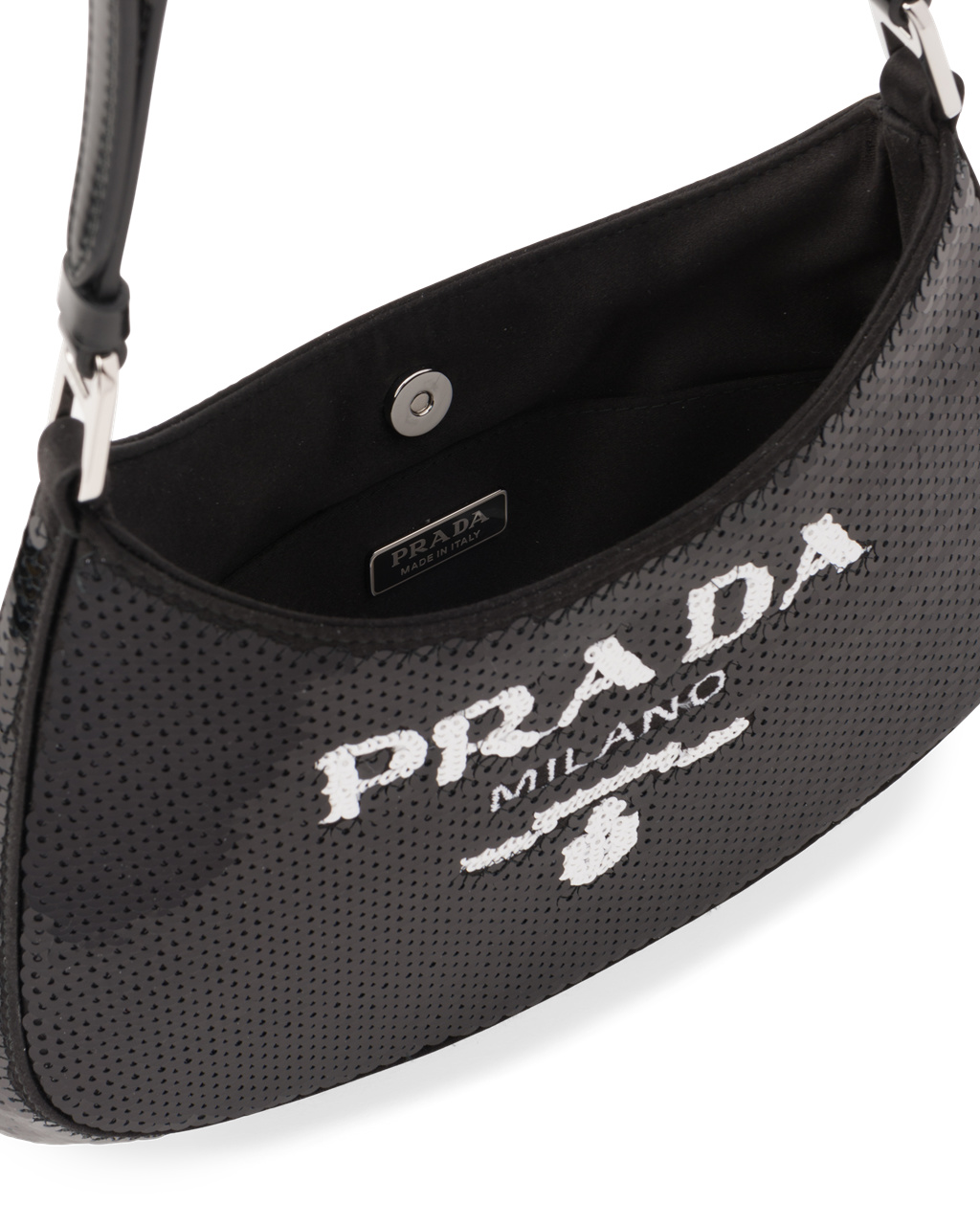 Prada Prada Cleo Sequined Bag Fekete Fehér | LRAZMU875