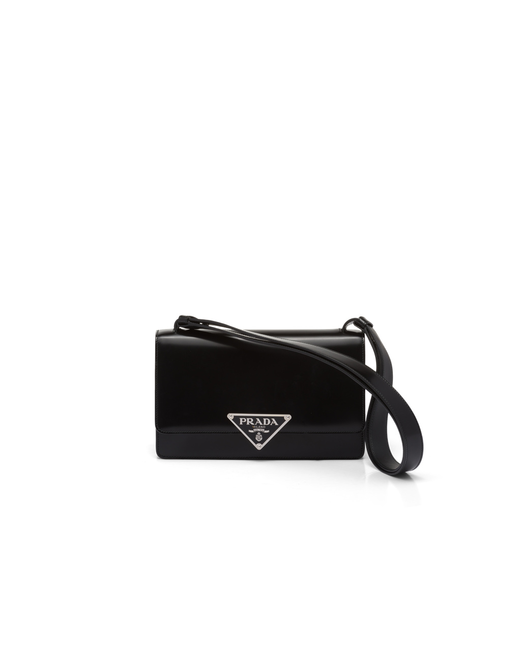 Prada Prada Emblème Brushed-leather Bag Fekete | QGKPHT286