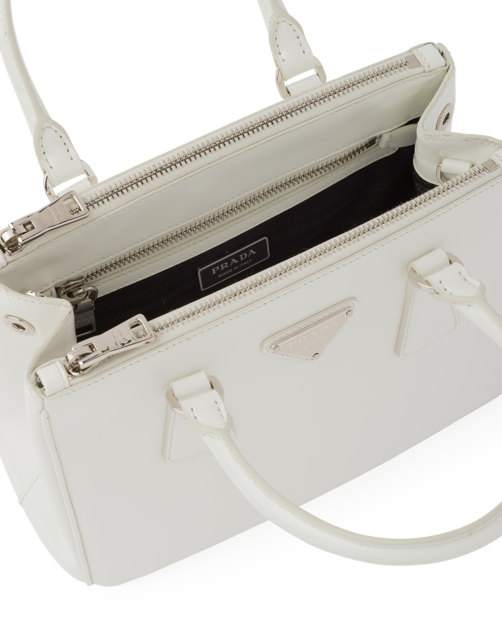 Prada Prada Galleria Brushed Bőr Small Bag Fehér | GAZJOB620